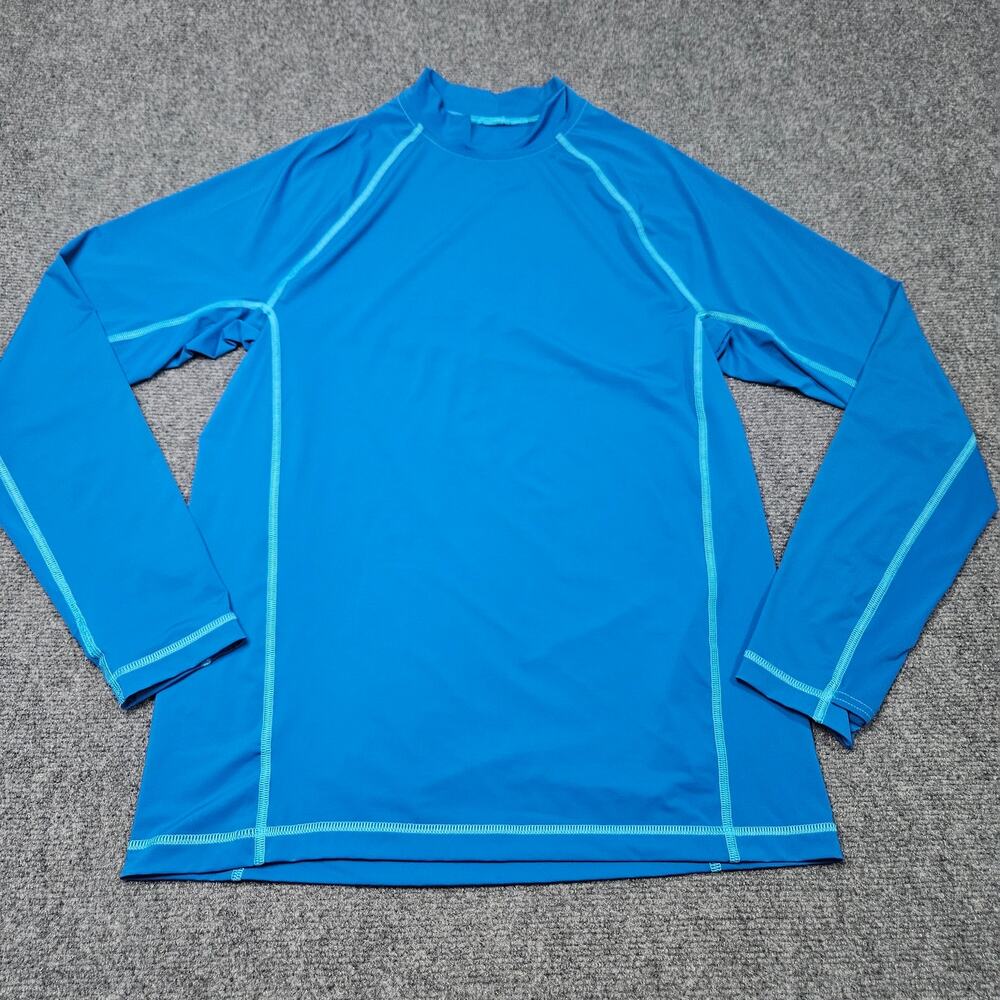 Duluth Trading Swim Tee Medium Blue‎ Slim Suit Up Long Sleeve Mock Neck